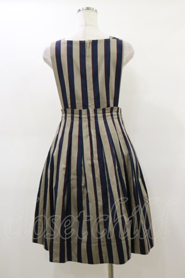 画像2: Jane Marple / Regimental stripeのジャンパースカート  グレー×ネイビー H-26-03-01-026-JM-OP-KB-ZH (2)