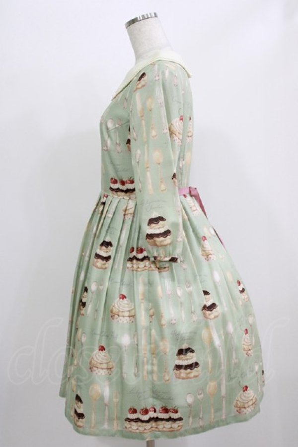 画像2: Leur Getter / Cream Choux Puff袖付きワンピース M ミント H-26-03-02-003-LU-OP-KB-ZH (2)