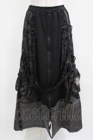 画像: Qutie Frash / ミリタリーロングスカート  黒 H-26-03-02-029-QU-SK-KB-ZH