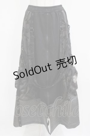 画像: Qutie Frash / ミリタリーロングスカート  黒 H-26-03-02-029-QU-SK-KB-ZH