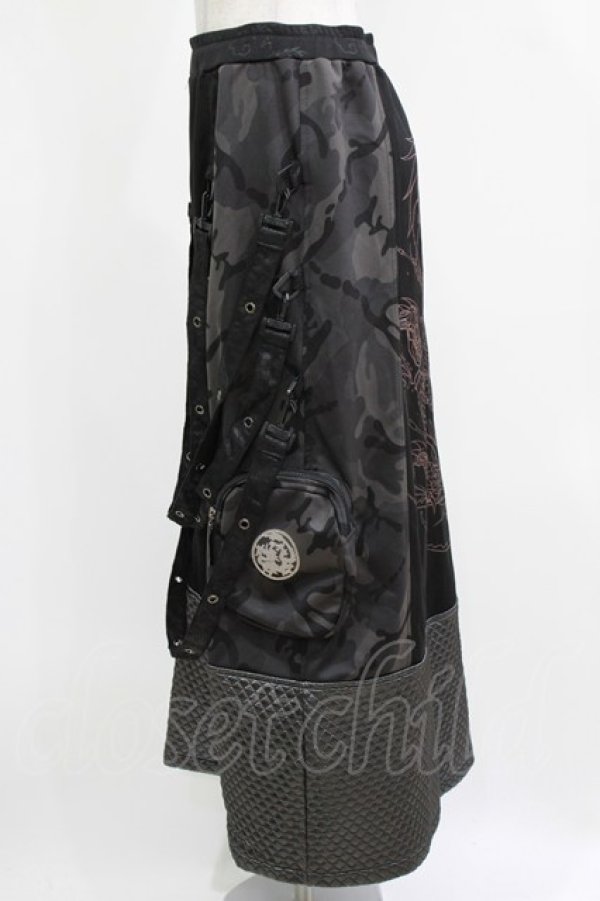 画像2: Qutie Frash / ミリタリーロングスカート  黒 H-26-03-02-029-QU-SK-KB-ZH (2)