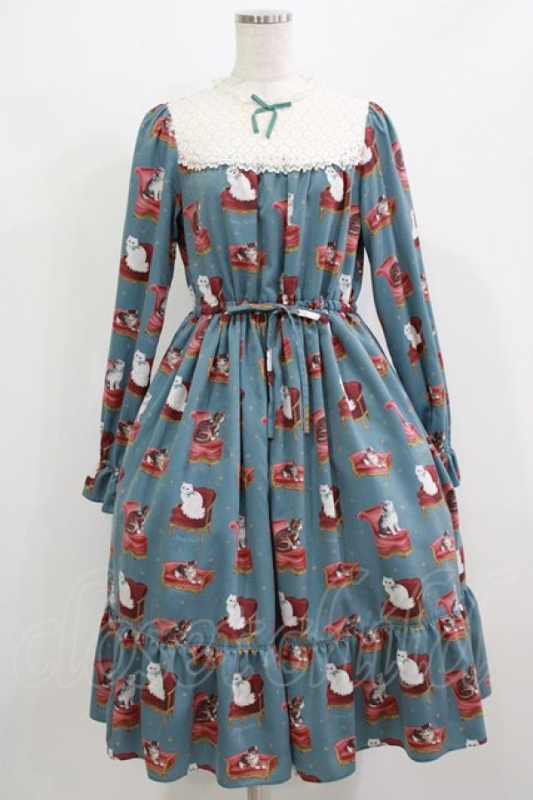 画像1: Melody BasKet / Cats castleレースヨークワンピース M ブルーグリーン H-26-03-02-004-LO-OP-KB-ZH (1)