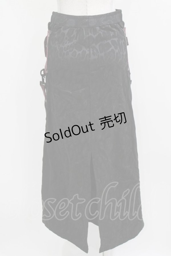 画像3: Qutie Frash / ミリタリーロングスカート  黒×赤 H-26-03-02-031-QU-SK-KB-ZH (3)