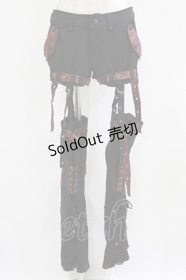 画像1: Qutie Frash / レッグカバー付パンツ  黒×赤 H-26-03-02-033-QU-PA-KB-ZH (1)