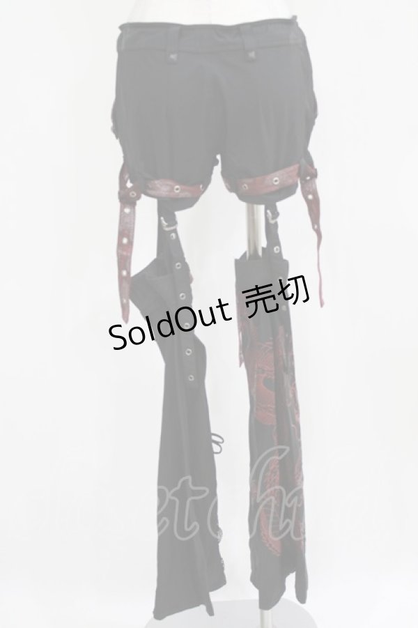 画像3: Qutie Frash / レッグカバー付パンツ  黒×赤 H-26-03-02-033-QU-PA-KB-ZH (3)