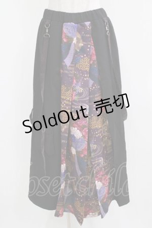 画像: Qutie Frash / インナーパンツ付スリットスカート  黒×紫 H-26-03-02-035-QU-SK-KB-ZH