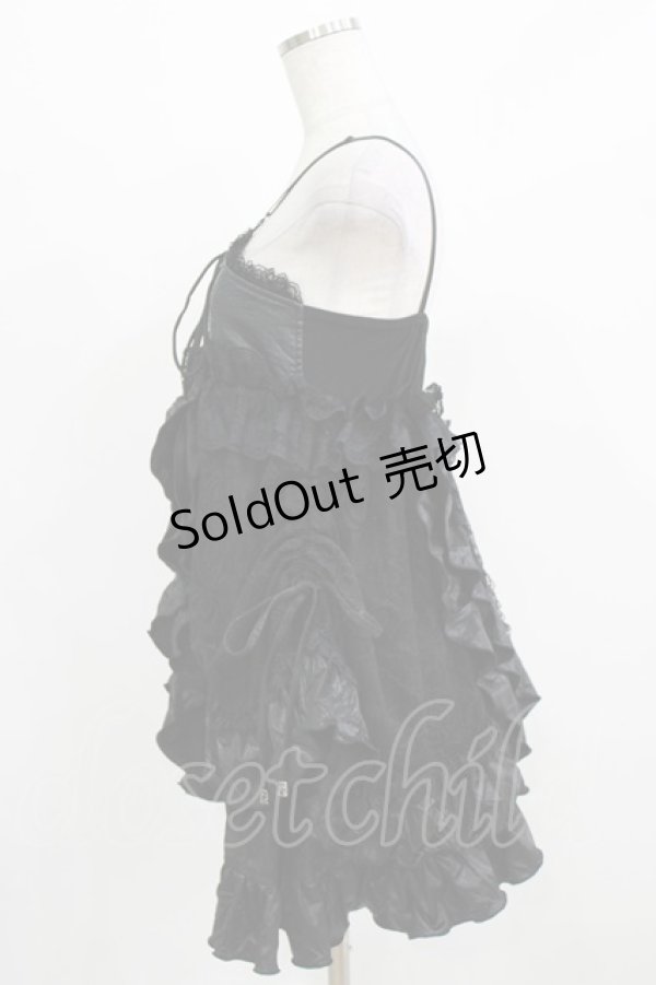 画像2: Qutie Frash / メッシュフリルベビードール  黒×黒 H-26-03-02-036-QU-TO-KB-ZH (2)