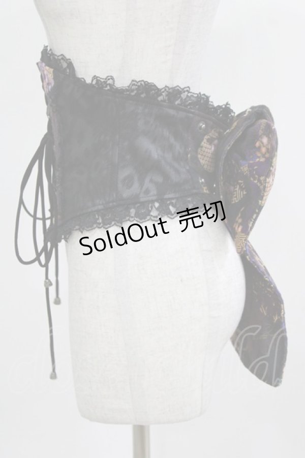 画像2: Qutie Frash / 花魁帯コルセット  黒×紫 H-26-03-02-037-QU-SK-KB-ZH (2)