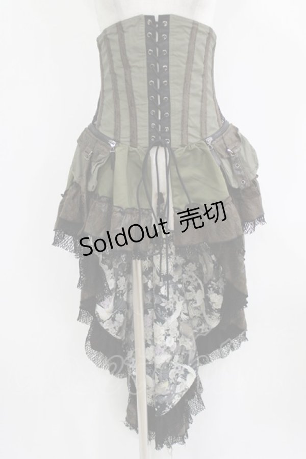 画像1: Qutie Frash / ロングオーバーコルセット  カーキ H-26-03-02-038-QU-ZA-KB-ZH (1)