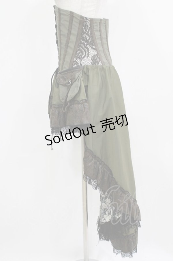 画像2: Qutie Frash / ロングオーバーコルセット  カーキ H-26-03-02-038-QU-ZA-KB-ZH (2)