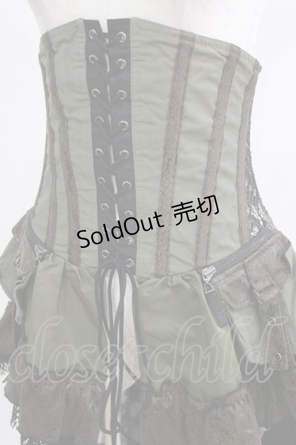 画像4: Qutie Frash / ロングオーバーコルセット  カーキ H-26-03-02-038-QU-ZA-KB-ZH (4)