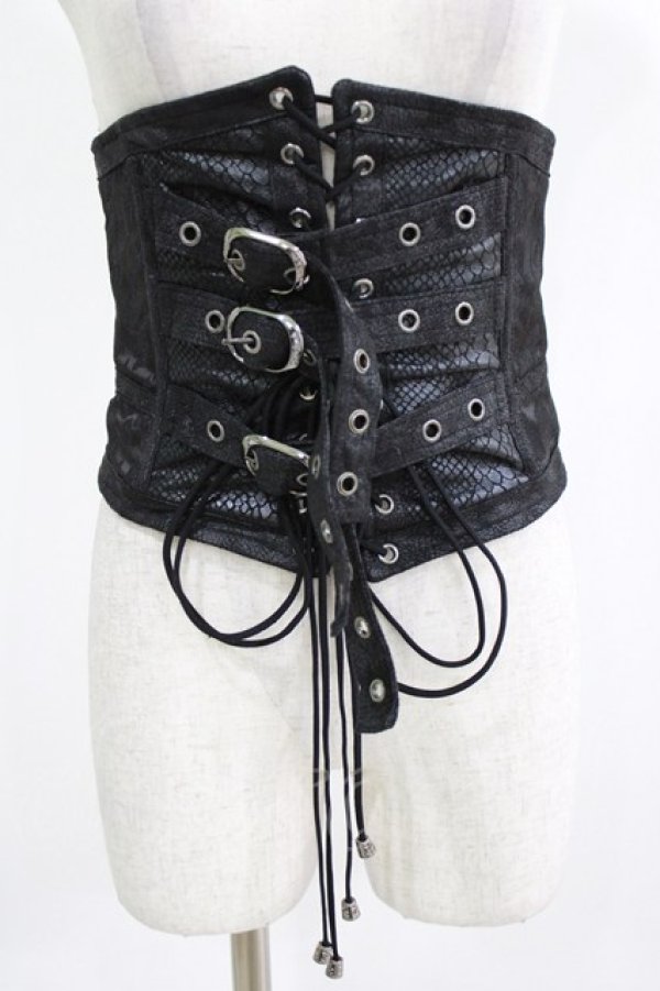 画像1: Qutie Frash / 3連ベルトコルセット  黒 H-26-03-02-040-QU-ZA-KB-ZH (1)