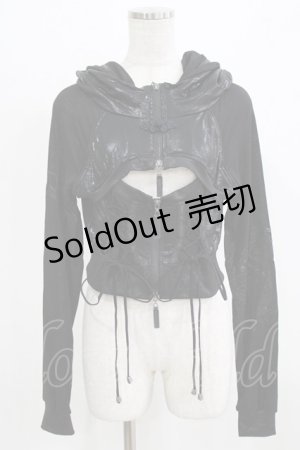 画像: Qutie Frash / レイヤード風切替パーカー  黒 H-26-03-02-045-QU-TO-KB-ZH