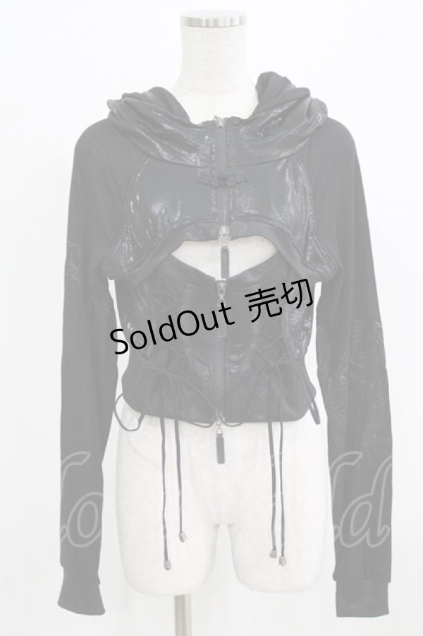 画像1: Qutie Frash / レイヤード風切替パーカー  黒 H-26-03-02-045-QU-TO-KB-ZH (1)