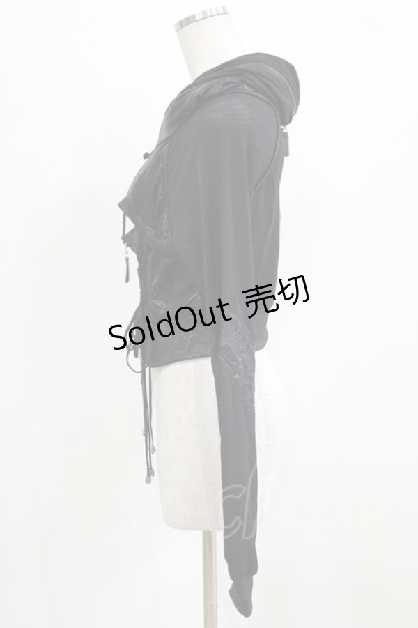 画像2: Qutie Frash / レイヤード風切替パーカー  黒 H-26-03-02-045-QU-TO-KB-ZH (2)