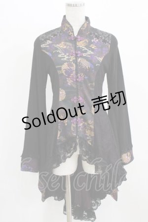 画像: Qutie Frash / 着物袖ZIPカーデ  黒×紫 H-26-03-02-047-QU-TO-KB-ZH