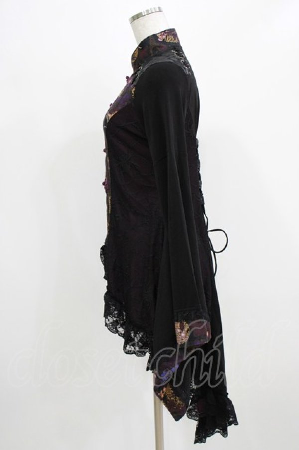 画像2: Qutie Frash / 着物袖ZIPカーデ  黒×紫 H-26-03-02-047-QU-TO-KB-ZH (2)