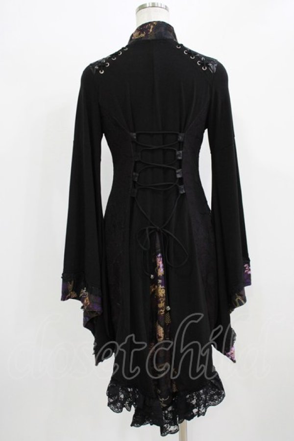 画像3: Qutie Frash / 着物袖ZIPカーデ  黒×紫 H-26-03-02-047-QU-TO-KB-ZH (3)