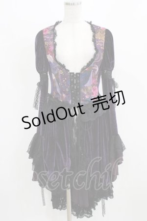 画像: Qutie Frash / ベロア切替オーバーワンピース  パープル H-26-03-02-048-QU-OP-KB-ZH