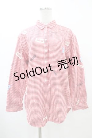 画像: PINK HOUSE / ロゴワッペンチェックシャツ Free レッド H-26-03-02-1052-LO-BL-NS-ZH