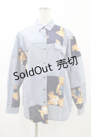 画像: PINK HOUSE / テディベア×ギンガムシャツ Free ネイビー H-26-03-02-1053-LO-BL-NS-ZH