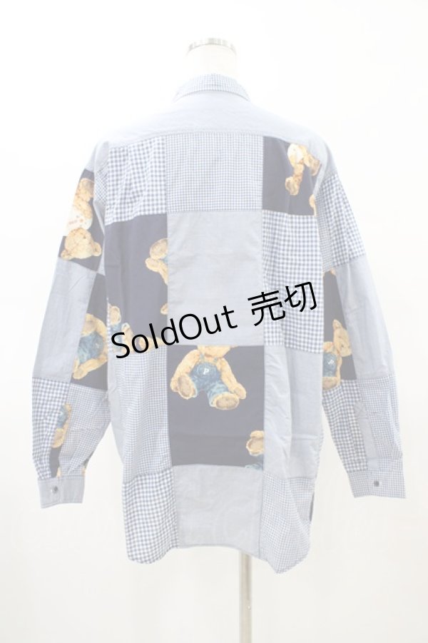 画像2: PINK HOUSE / テディベア×ギンガムシャツ Free ネイビー H-26-03-02-1053-LO-BL-NS-ZH (2)