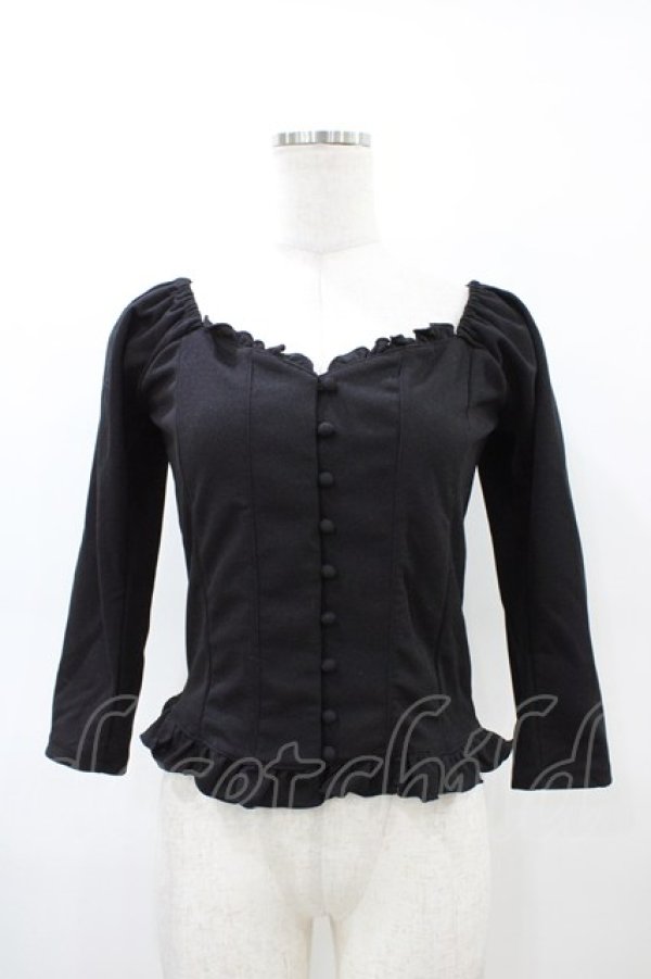 画像1: evelyn / 連ボタンプルオーバー Free ブラック H-26-03-02-1054-LO-TO-NS-ZH (1)