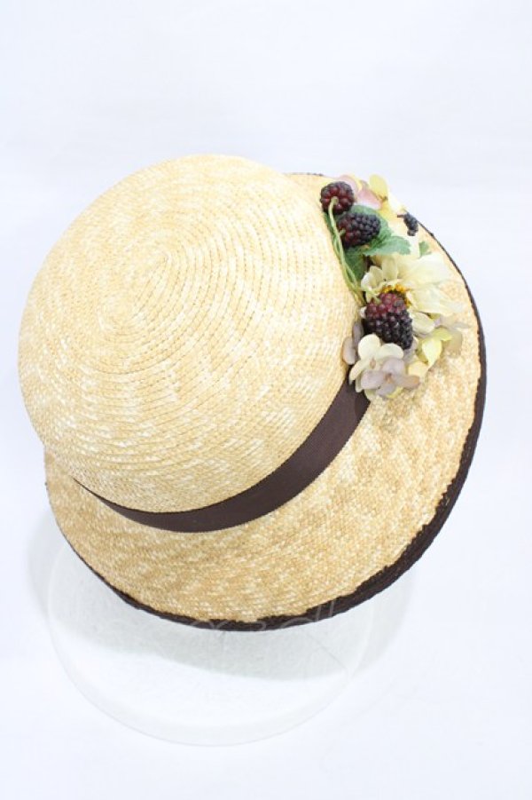 画像2: Innocent World / コサージュ付カサブランカハット Mサイズ(頭周囲約57cm:帽子の内側についている面テープでサイズが調節できます。) ショコラ×生成/Chocolat×Beige H-26-03-02-1001-IW-AC-NS-ZH (2)