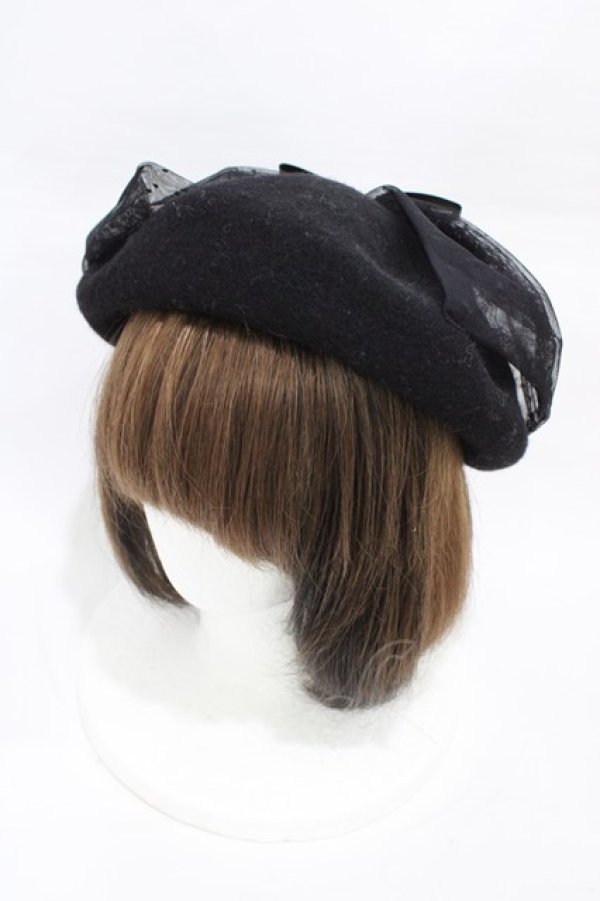 画像1: m petit by misako / NINA' Sコラボ リボンベレー  ブラック H-26-03-02-1008-LO-AC-NS-ZH (1)