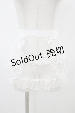 画像: axes femme kawaii / ドットチュールハーフエプロン M 白 H-26-03-02-1017-AX-ZA-NS-ZH