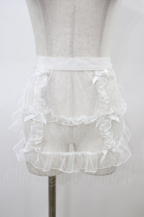 画像1: axes femme kawaii / ドットチュールハーフエプロン M 白 H-26-03-02-1017-AX-ZA-NS-ZH (1)