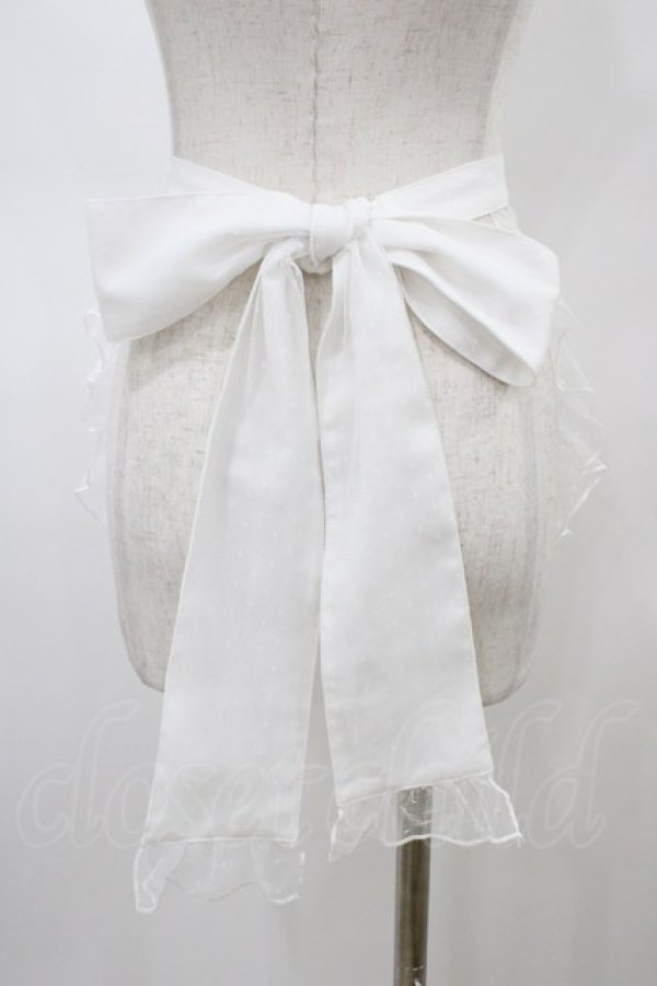 画像2: axes femme kawaii / ドットチュールハーフエプロン M 白 H-26-03-02-1017-AX-ZA-NS-ZH (2)