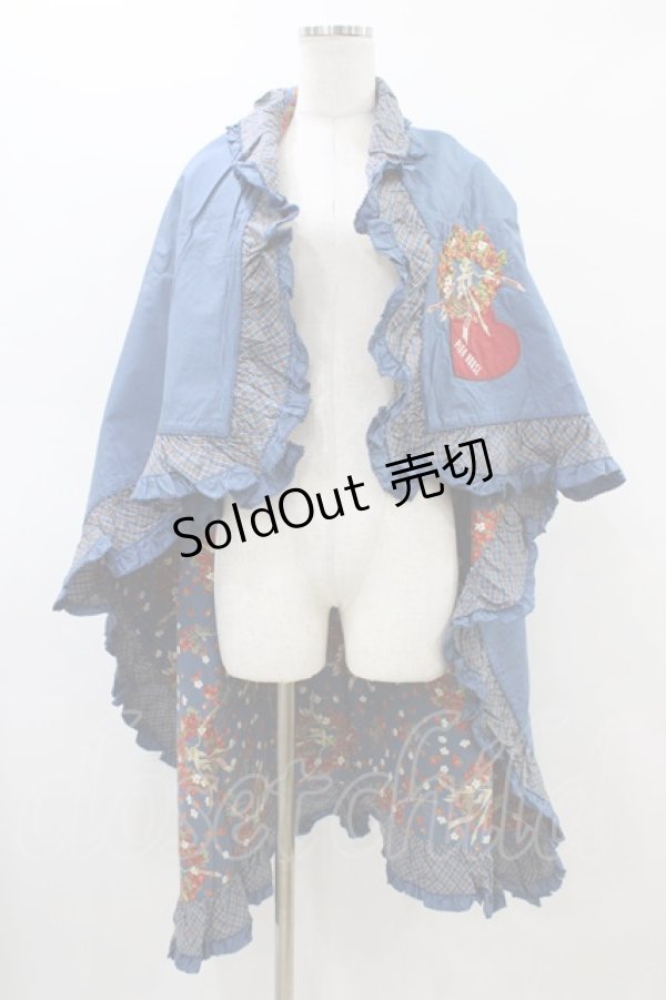 画像1: PINK HOUSE / イチゴ柄ストール  ブルー H-26-03-02-1019-LO-ZA-NS-ZH (1)