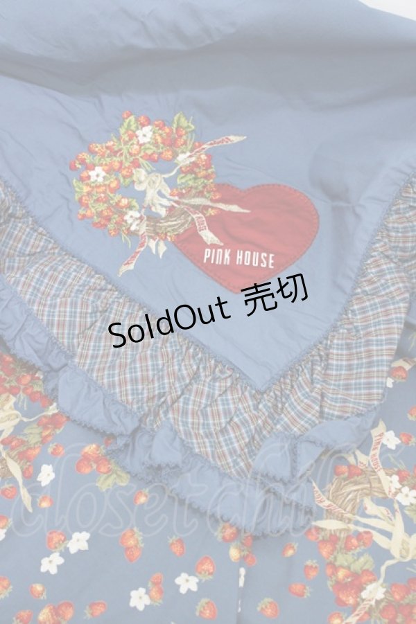 画像3: PINK HOUSE / イチゴ柄ストール  ブルー H-26-03-02-1019-LO-ZA-NS-ZH (3)