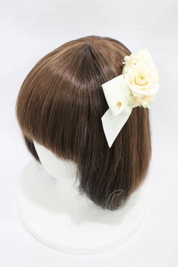 画像1: Innocent World / ミニチュアローズリボンクリップ  生成×生成/Beige×Beige H-26-03-02-1003-IW-ZA-NS-ZH (1)