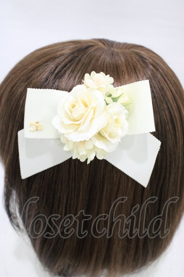 画像2: Innocent World / ミニチュアローズリボンクリップ  生成×生成/Beige×Beige H-26-03-02-1003-IW-ZA-NS-ZH (2)