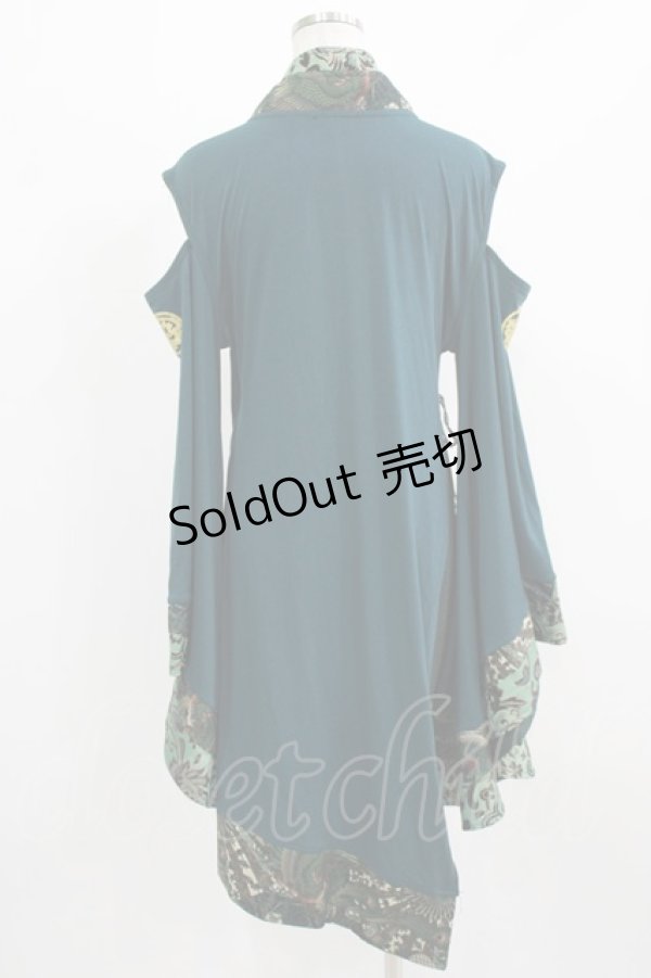 画像3: Qutie Frash / 肩開き着物カーディガン  緑 H-26-03-02-049-QU-TO-KB-ZH (3)