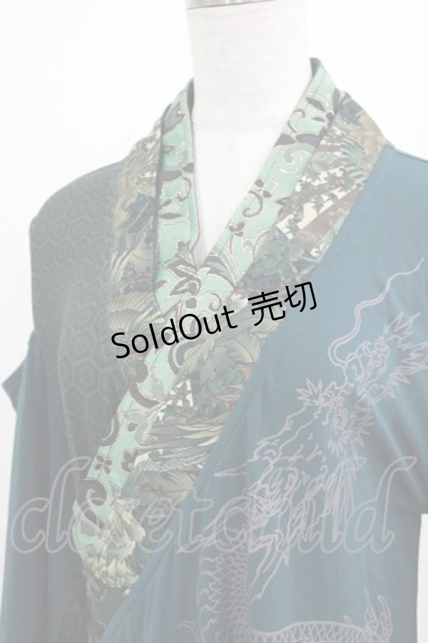 画像4: Qutie Frash / 肩開き着物カーディガン  緑 H-26-03-02-049-QU-TO-KB-ZH (4)