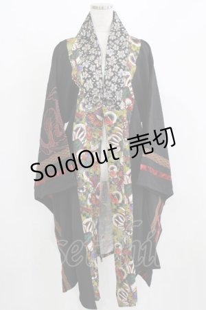 画像: Qutie Frash / 着物ロングカーデ  黒 H-26-03-02-050-QU-TO-KB-ZH