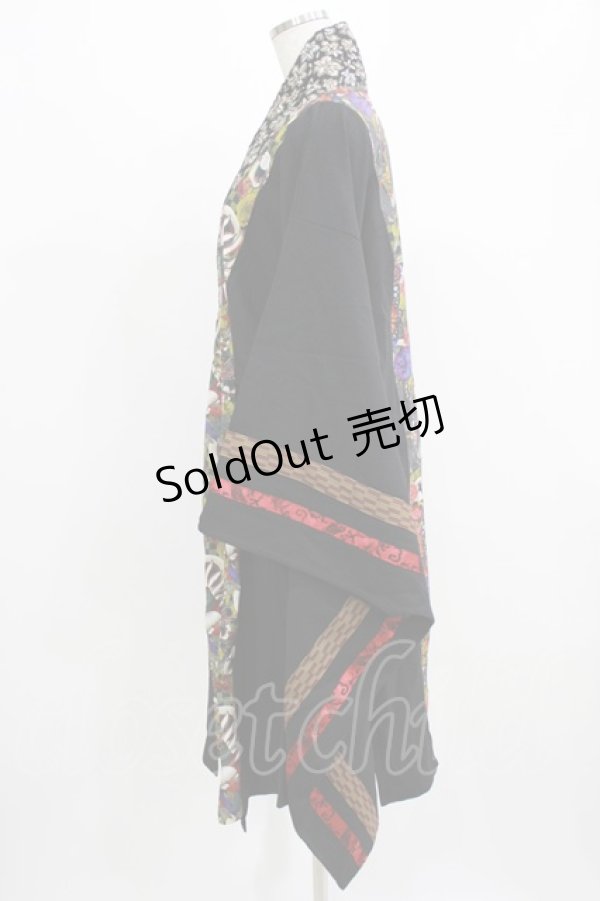 画像2: Qutie Frash / 着物ロングカーデ  黒 H-26-03-02-050-QU-TO-KB-ZH (2)