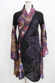 画像1: Qutie Frash / ダブルベルト着物カーデ  黒×紫 H-26-03-02-054-QU-TO-KB-ZH (1)