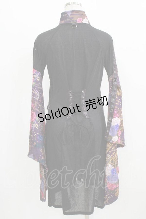 画像3: Qutie Frash / ダブルベルト着物カーデ  黒×紫 H-26-03-02-054-QU-TO-KB-ZH (3)