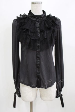画像: Qutie Frash / チュールフリルブラウス  黒 H-26-03-02-060-QU-BL-KB-ZH