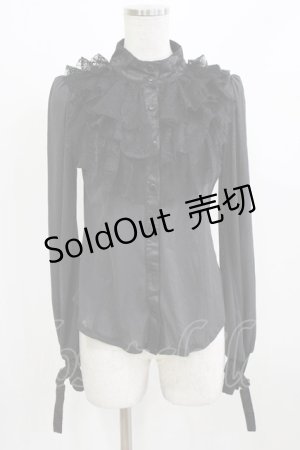 画像: Qutie Frash / チュールフリルブラウス  黒 H-26-03-02-060-QU-BL-KB-ZH