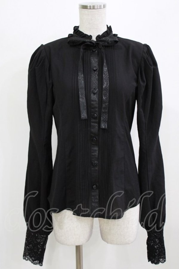 画像1: Qutie Frash / ピンタックブラウス  黒 H-26-03-02-061-QU-BL-KB-ZH (1)