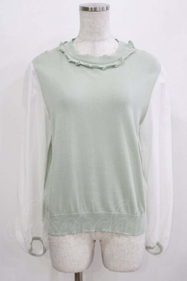 画像1: Jane Marple / シアースリーブプルオーバー  ミント×オフ H-26-03-02-064-JM-TO-KB-ZH (1)