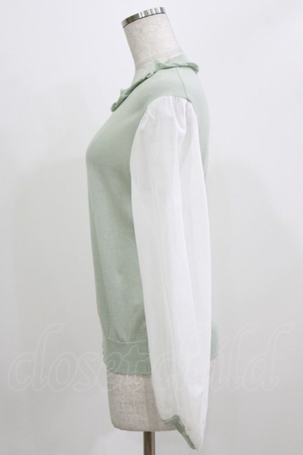 画像2: Jane Marple / シアースリーブプルオーバー  ミント×オフ H-26-03-02-064-JM-TO-KB-ZH (2)