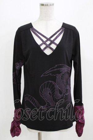 画像: Qutie Frash / クロスインナーT  黒×紫 H-26-03-02-066-QU-TO-KB-ZH