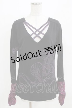 画像: Qutie Frash / クロスインナーT  黒×紫 H-26-03-02-066-QU-TO-KB-ZH