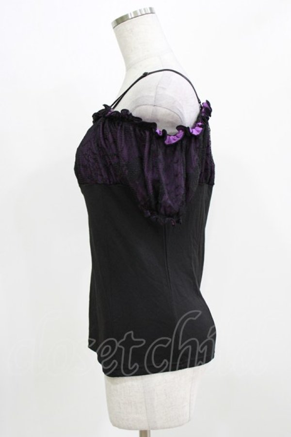 画像2: Qutie Frash / クモメッシュパフT  黒×紫 H-26-03-02-067-QU-TO-KB-ZH (2)